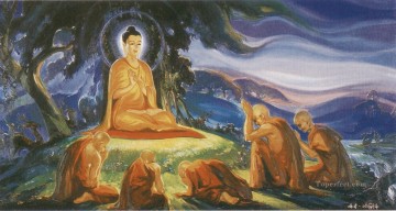  Primer Pintura Art%C3%ADstica - Buda predicó su primer sermón a los cinco monjes en el parque de los ciervos en el budismo de Varanasi.
